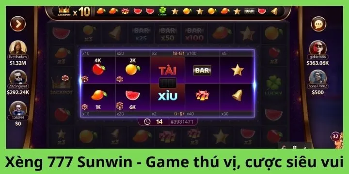 Xèng 777 Sunwin là slot game may mắn siêu cuốn 